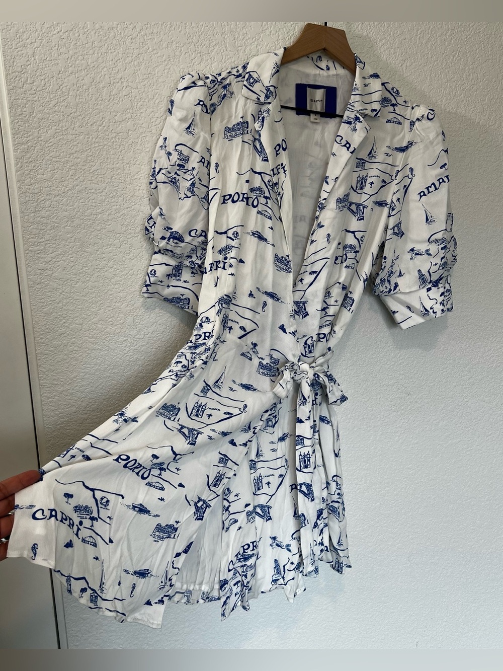 Anthropologie Maeve Short Sleeve Collared Wrap Mini Dress- Size Small - Picture 6 of 12